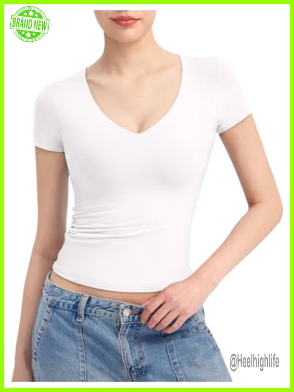 Slim Fit V Neck Short Sleeve T Shirt Sexy Going Out Casual Top